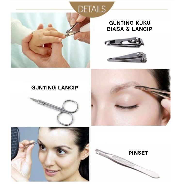 Set Gunting Kuku Manicure Pedicure 7In1 Stainless Paket Gunting Mini