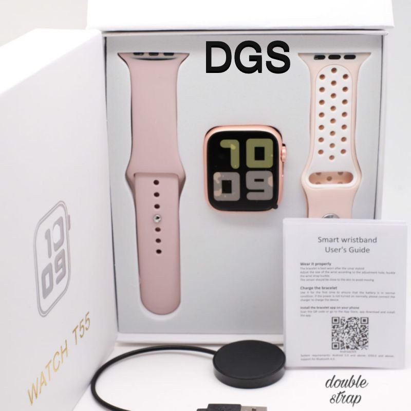 DIGITIME-Jam tangan SMARTWATCH Original T55 T500 &amp; T500+ Double strap bisa telfon dan ganti walpaper