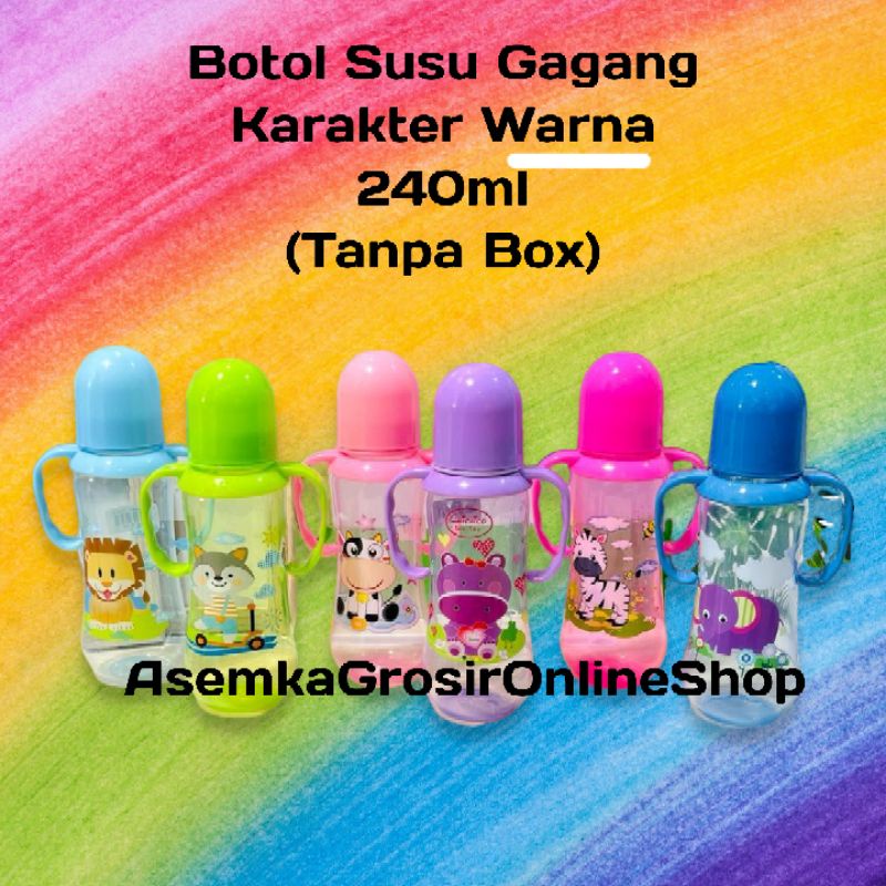 Botol Susu Kinawa Baby Gagang Karakter Bening Warna 125ml 240ml