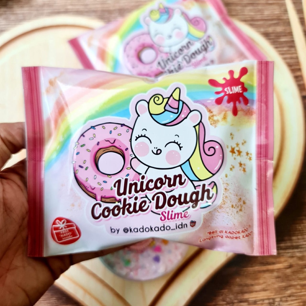 slime Unicorn Cookie Dough &amp; Choco Berry Bear with package by kadokado.idn