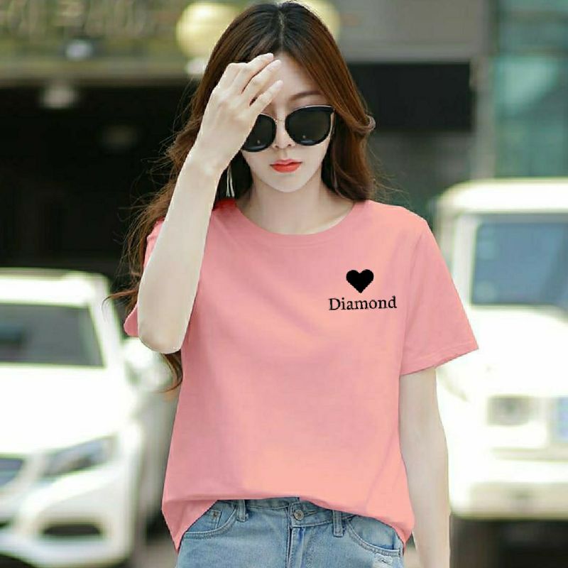 Kaos Wanita Cotton DIAMOND LOVE Kaos Oblong Wanita Kaos Cewek Lengan Pendek