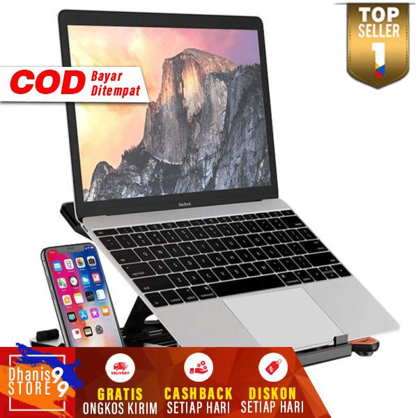 Ice Coorel Laptop Stand Adjustable Angle with Smartphone Holder Murah