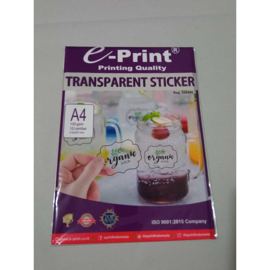 

E-print Transparent Sticker A4 150gsm 10 lembar