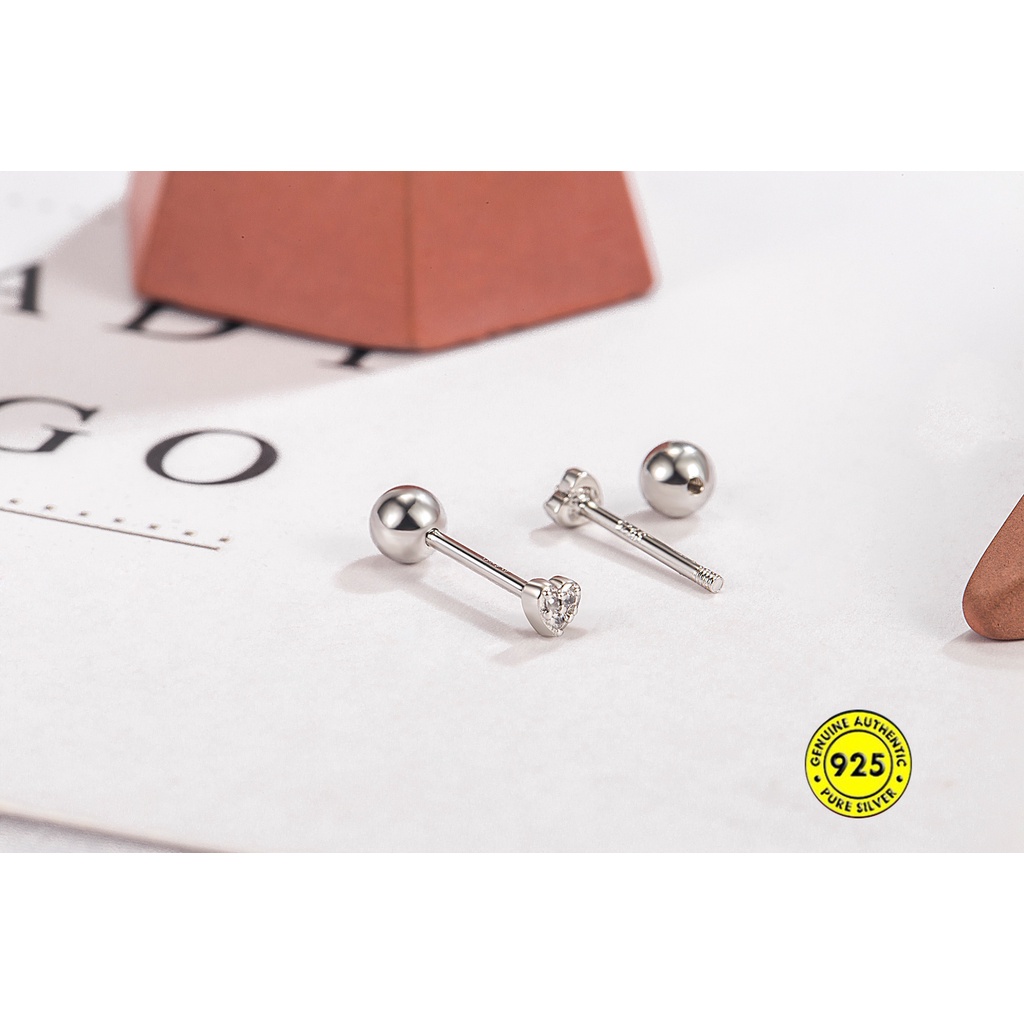 Anting Bentuk Hati Mini Bahan Alloy Warna Silver