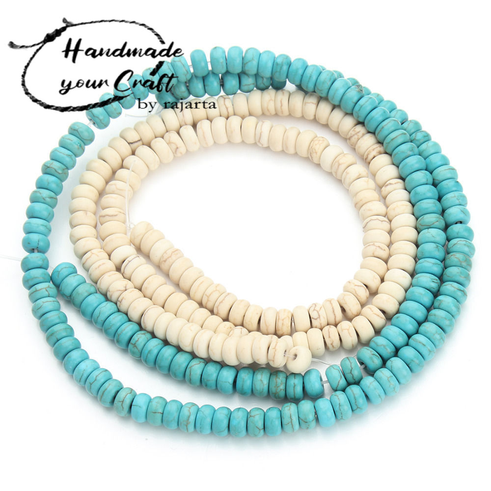 Butir Batu Donat Howlite Turquoise Loose Round Spacer Beads