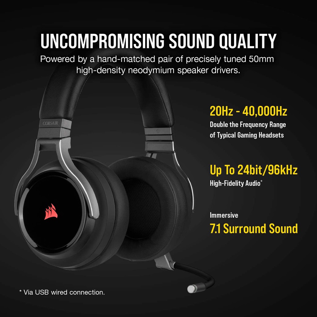Corsair Virtuoso RGB Wireless Gaming Headset Headphone 7.1 Surround