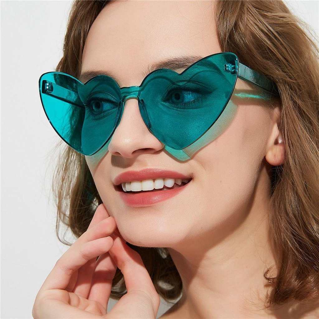 R-flower Heart Sunglasses Novelty Pesta Tebal Eyewear Wanita Shades