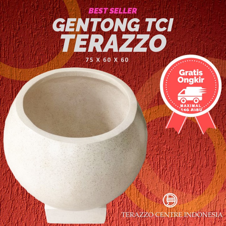 Bak Mandi Gentong Besar / Bak Mandi Unik / Bak Mandi Marmer Minimalis Traso Teraso Terrazo Terrazzo