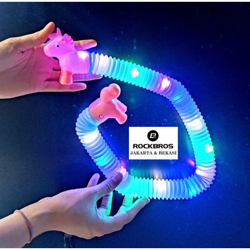 Pop Tube Unicorn LED Tubes Nyala Mainan Anak Tabung Fidget Toy Toys Stress Relief Relieve Pop It Its Squishy Squeeze Edukasi New