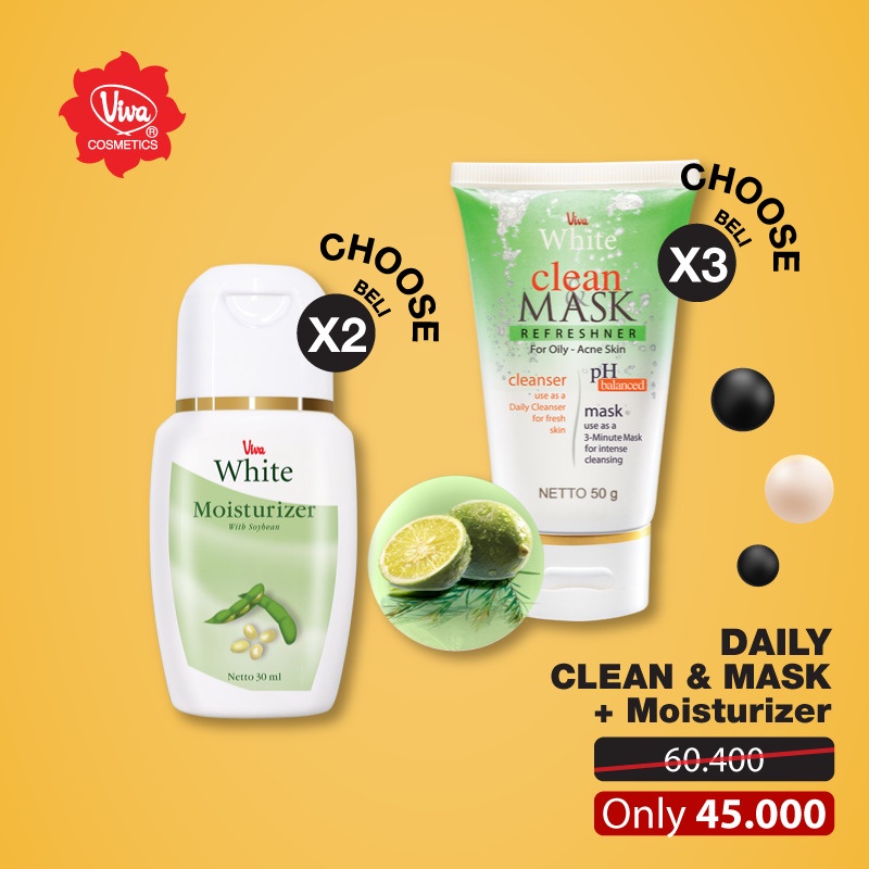 Paket 3 Clean and Mask 2 Moisturizer Viva