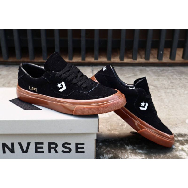 sepatu converse L Lopez black Gum Suede ox