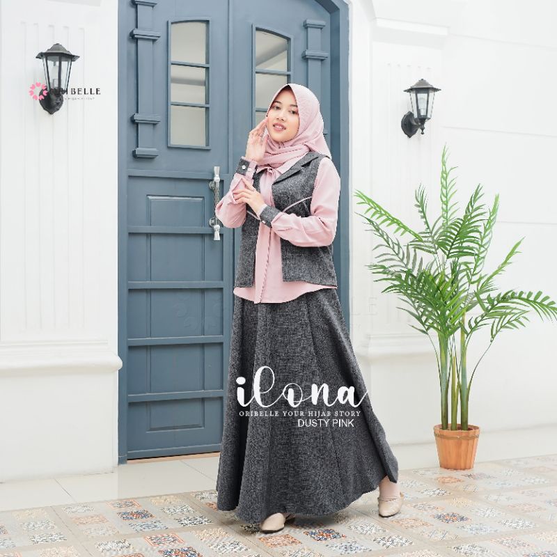 ILONA BY ORIBELLE • SET ROK, VEST, &amp;  HIJAB