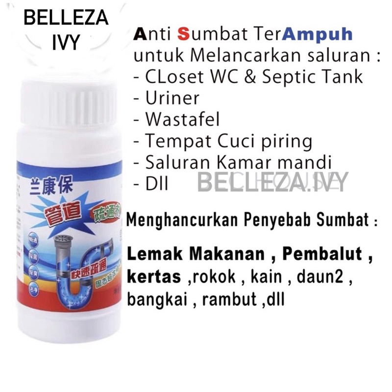 ANTI SUMBAT ANTI MAMPET PEMBERSIH SALURAN WC KOLSET SALURAN PIPA - 110gram - 250gram