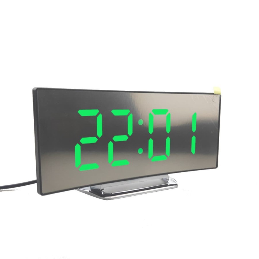 Jam Meja Digital Led Weker Alarm Clock Mirror DS-6507 Green