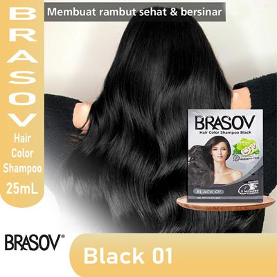BRASOV Shampoo Pewarna Rambut Extra Nino 1 Sachet Hair Color Shampoo 02 01 Coklat Hitam