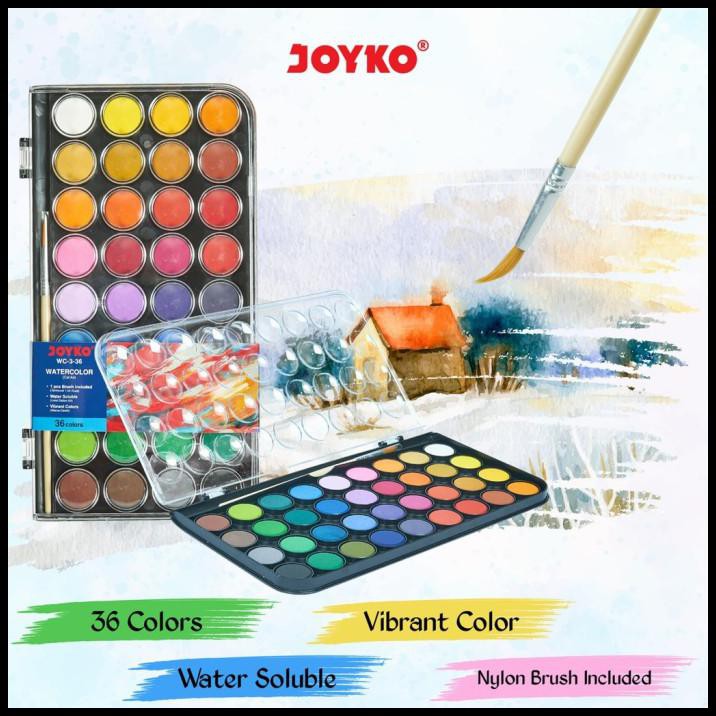 

Diskon Watercolor Set Cat Air Wc-3-36 Water Colour Cake 36 Warna Joyko