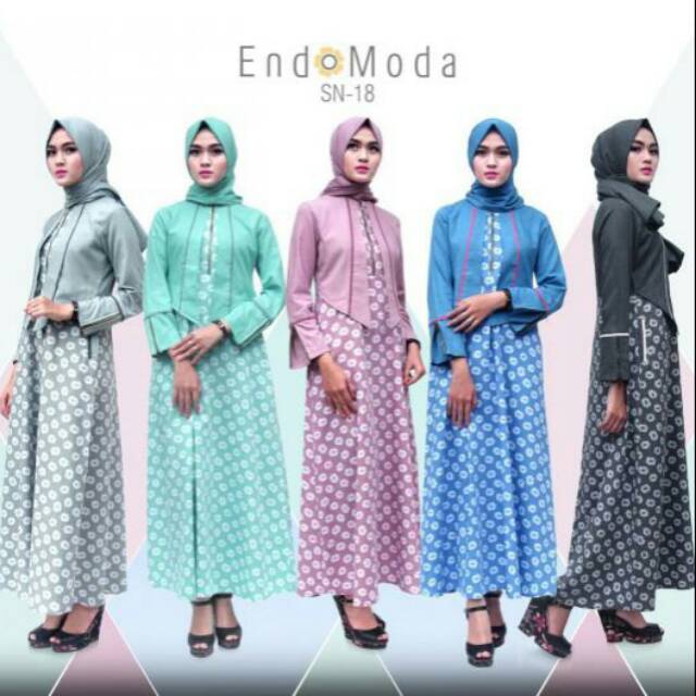 Dress+pashmina  endomoda/Gamis muslimah/pashmina/gamis set/gamis pesta/gamis premium murah