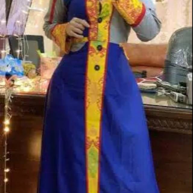 Gamis toyobo biru elektrik