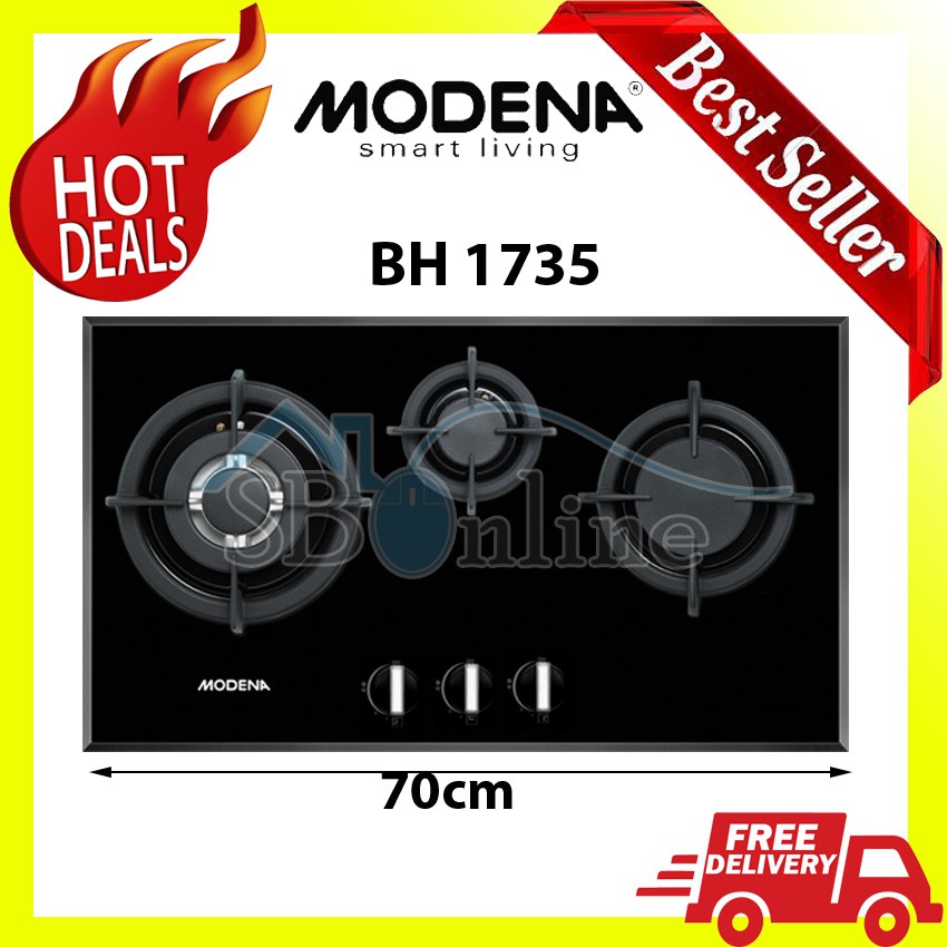 MODENA Gas Hob 70 cm 3 Tungku - BH 1735