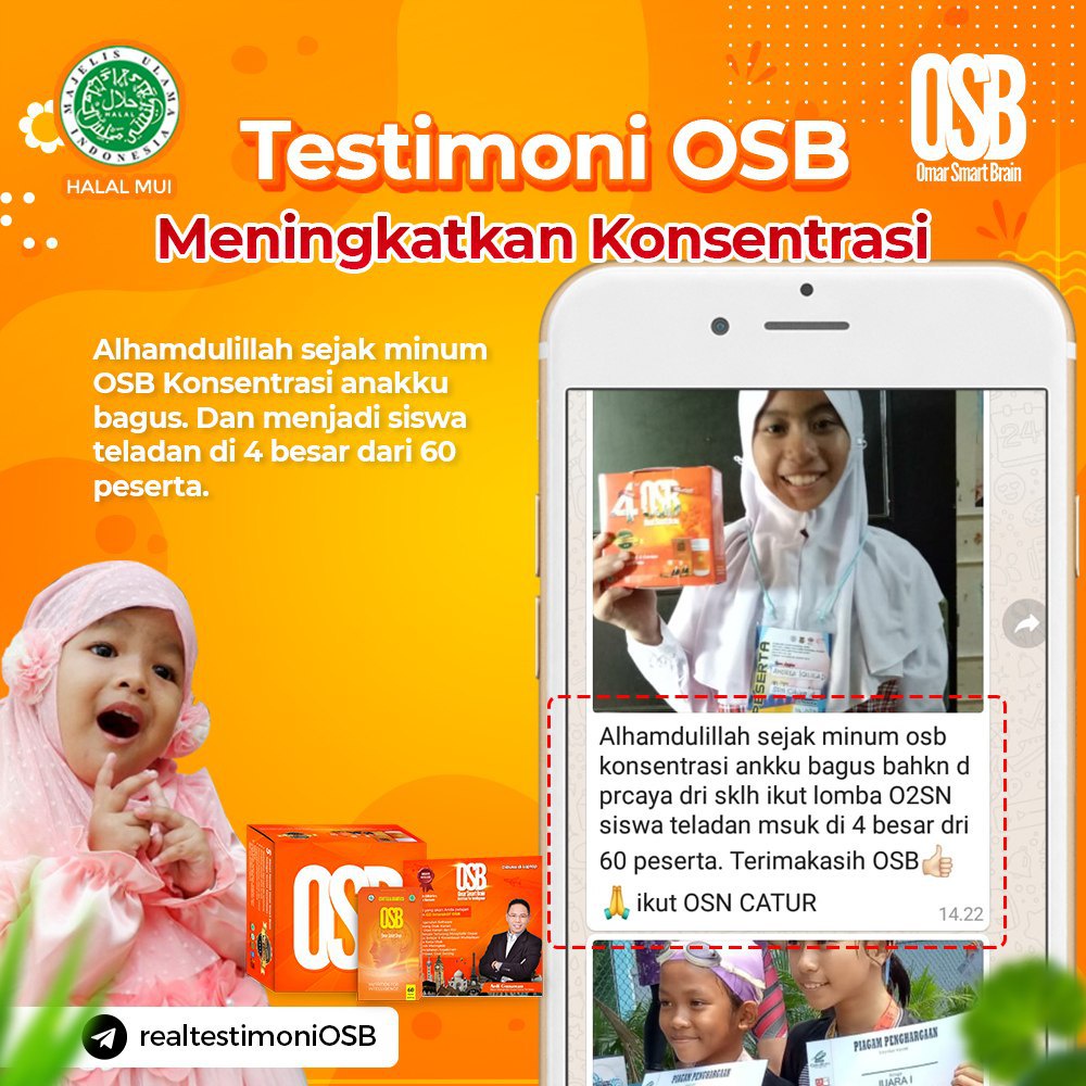 1 Botol OSB Vitamin Otak Anak dan Dewasa Kapsul Omar Smart Brain 100% Original