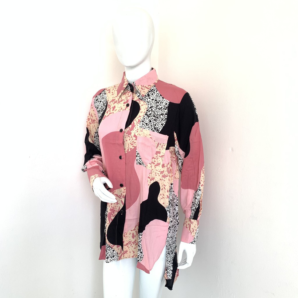Kemeja Wanita Busui LD 120 Jumbo Bahan Rayon Viscose-Km08