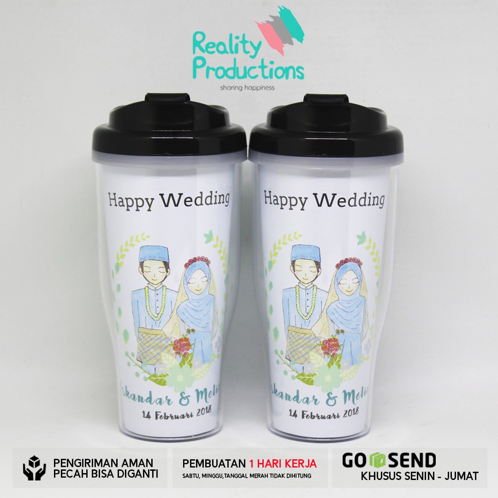 Exmoor Tumbler Couple Pengantin Melayu Hijab Untuk Kado Pernikahan