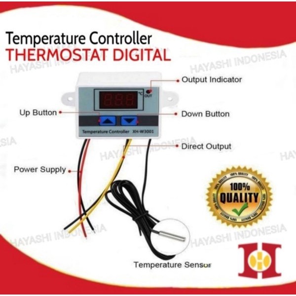 Thermostat Digital AC 220V DC 12V Termostat Pengatur Suhu XH W3001