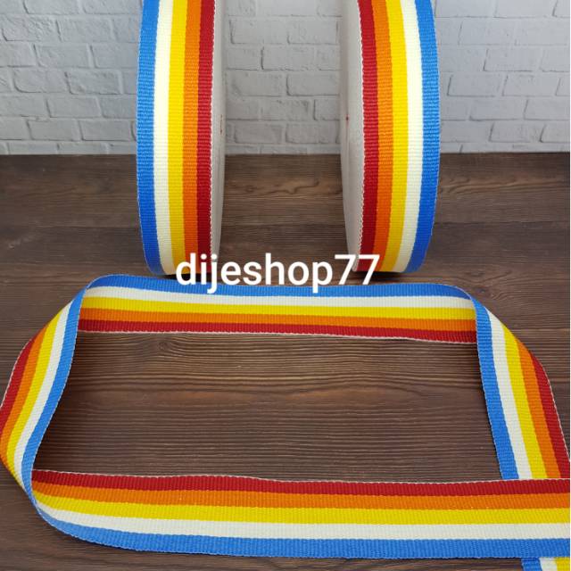 Pita pelangi 2,5cm / pita rainbow 2,5 cm / pita list / bisban motif / celana list baju / belt ring