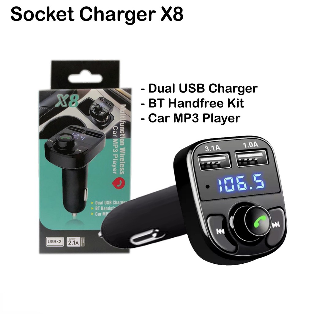 CHARGER MOBIL CAR CHARGER CASAN MOBIL USB BLUETOOTH CAS MOBIL 2 PORT TRANSMITTER ADAPTER MP3 JS133