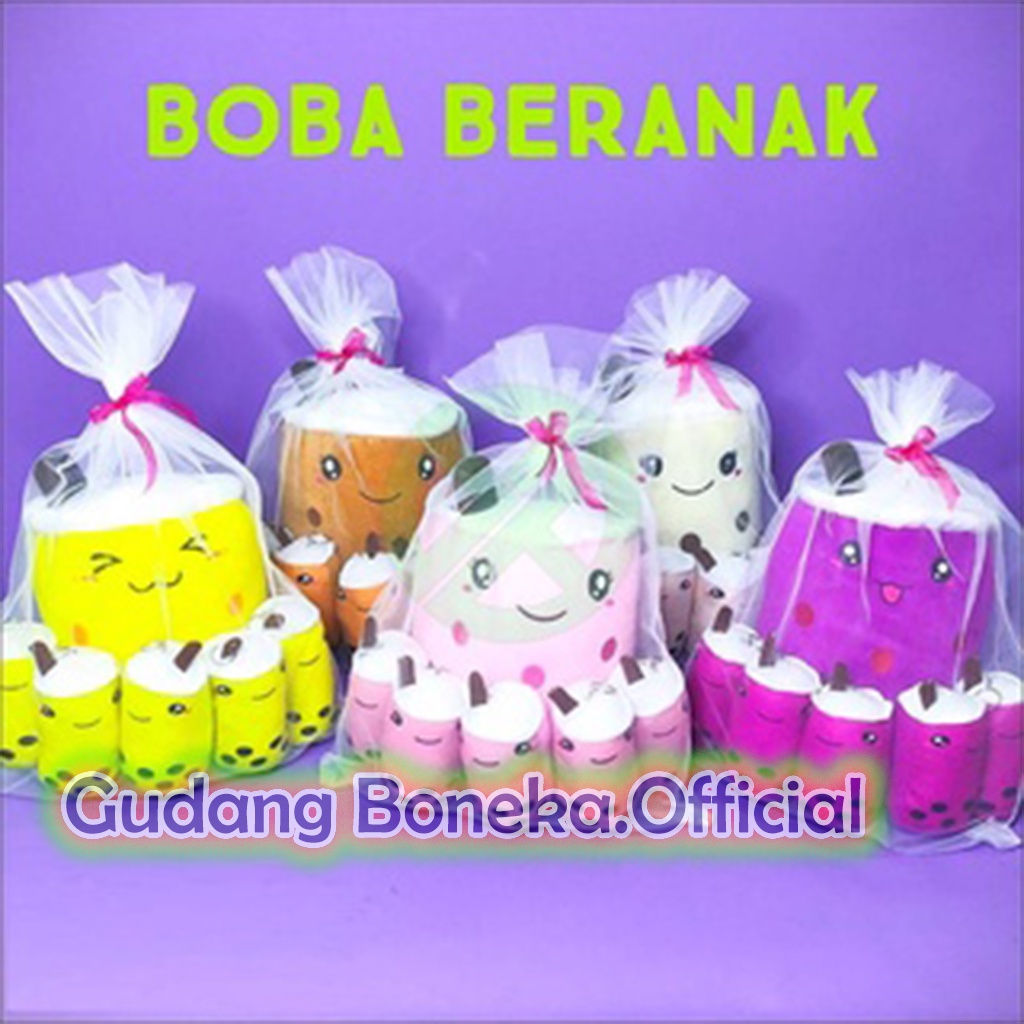 Boneka Boba Milk Tea Beranak 5 LED Induk 1 Bahan Berkualitas Mewah Berlabel SNI