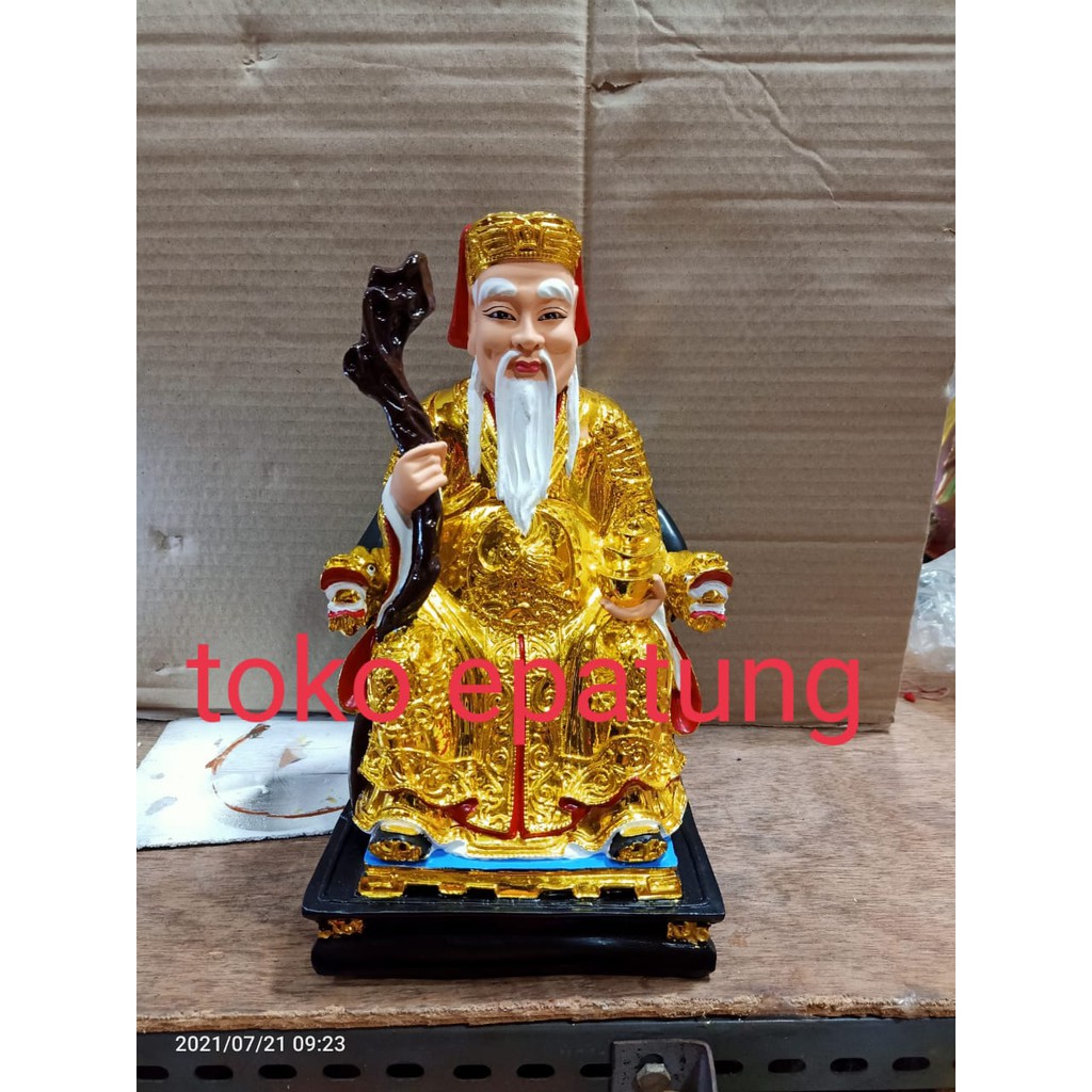 patung dewa bumi / tutikong / tecukong - fiber - 12 inch - emas