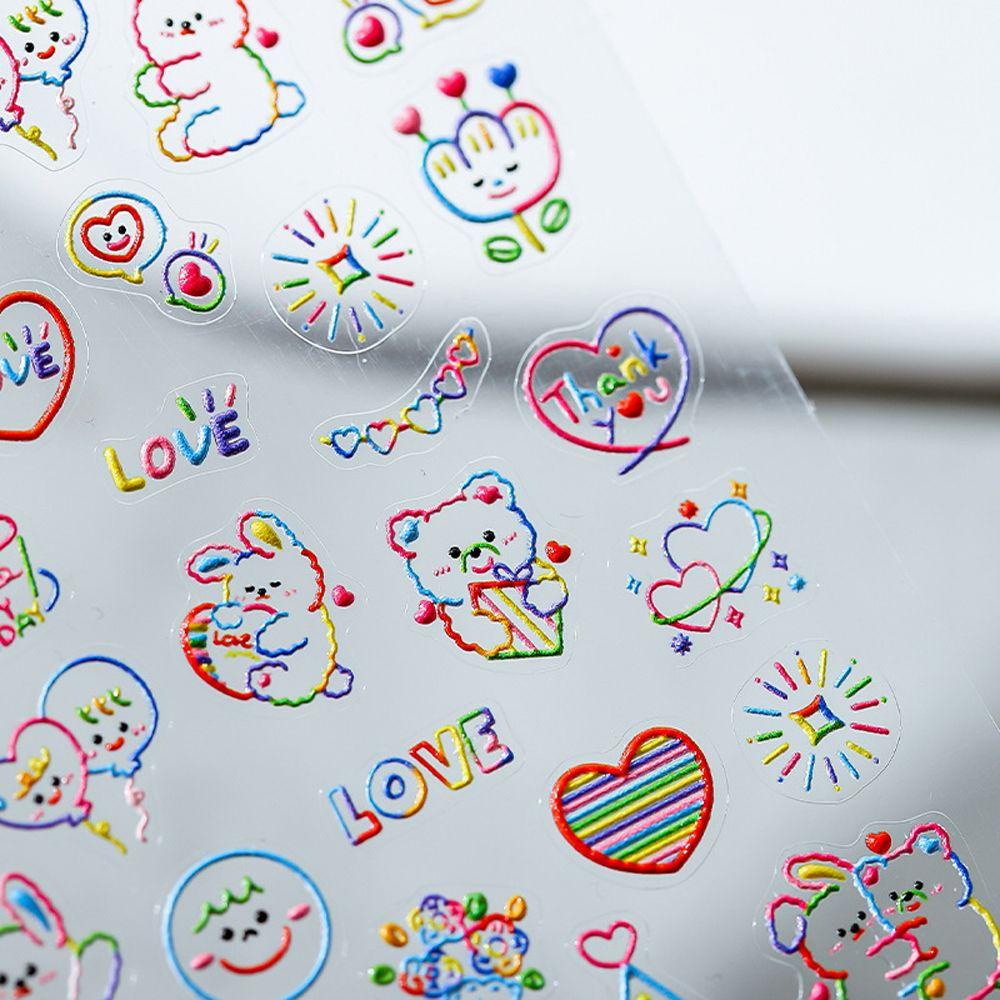 Needway Kartun Stiker Kuku Lucu Fashion Chipmunk Cinta Hati Perekat Diri DIY Nail Art Dekorasi
