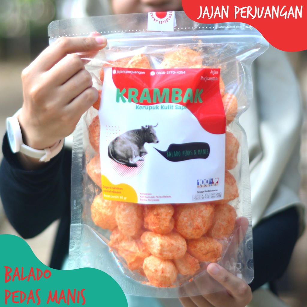 

Rambak Sapi Gurih Krambak Rasa Balado Pedas Manis - 100gr