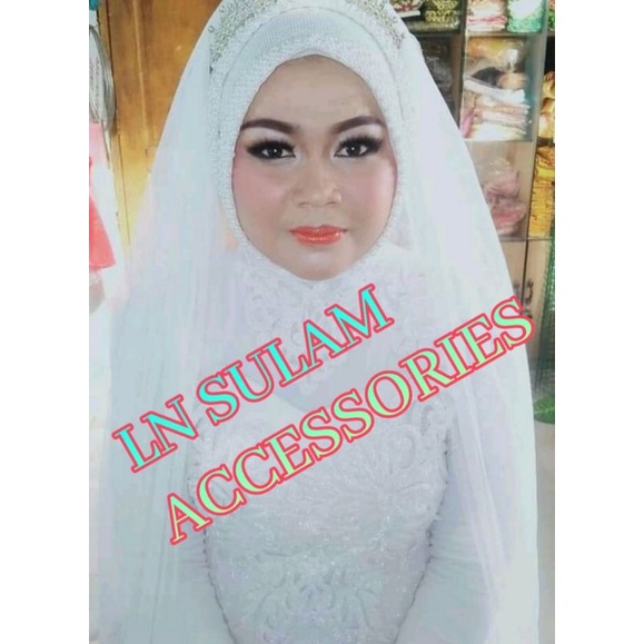 Veil Slayer pengantin tiga susun kerudung selendang jilbab pengantin payet mutiara hijab pengantin jilbab akad bride baru untuk gaun wedding pengantin fashion veile terbaru