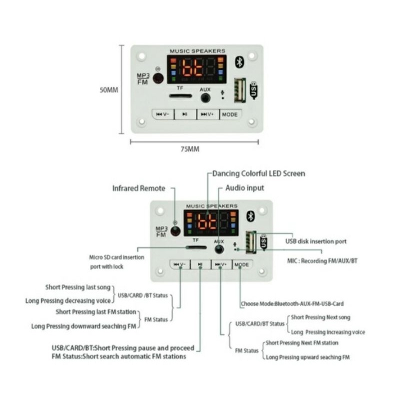 modul mp3 bluetooth putih