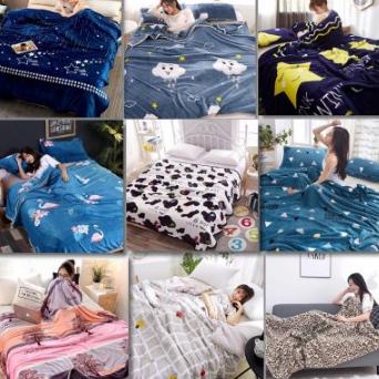 [KODE BARANG 8145D] RC Selimut bulu karakter anak Free tas mika