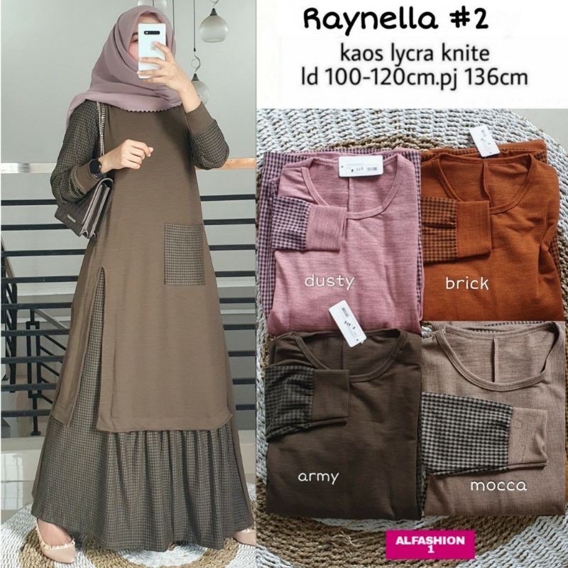 gamis kombinasi kotak 1400 rajut impor