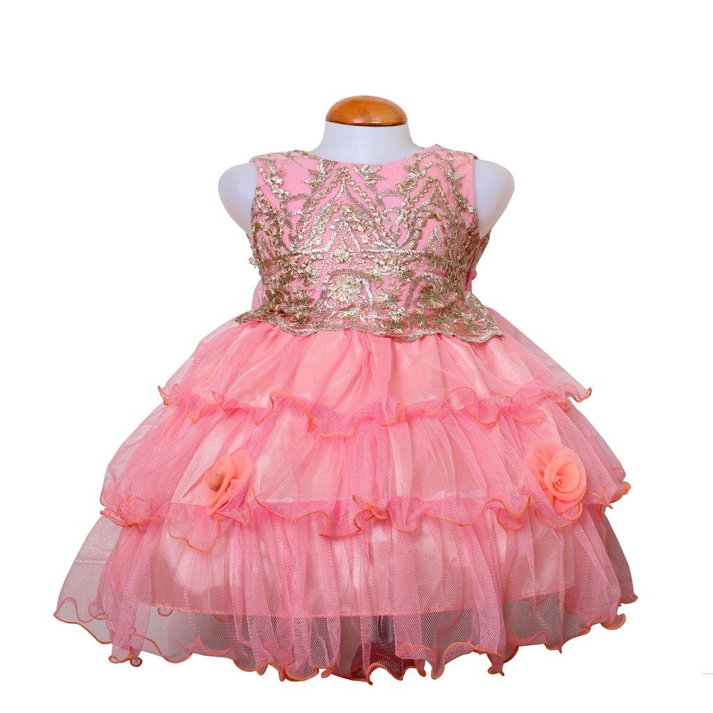 Dress Kids Wanda/Gaun Anak Bayi 1-3thn Brukat Motif Bunga/Dress Anak Import/Baju Gaun Pesta Anak