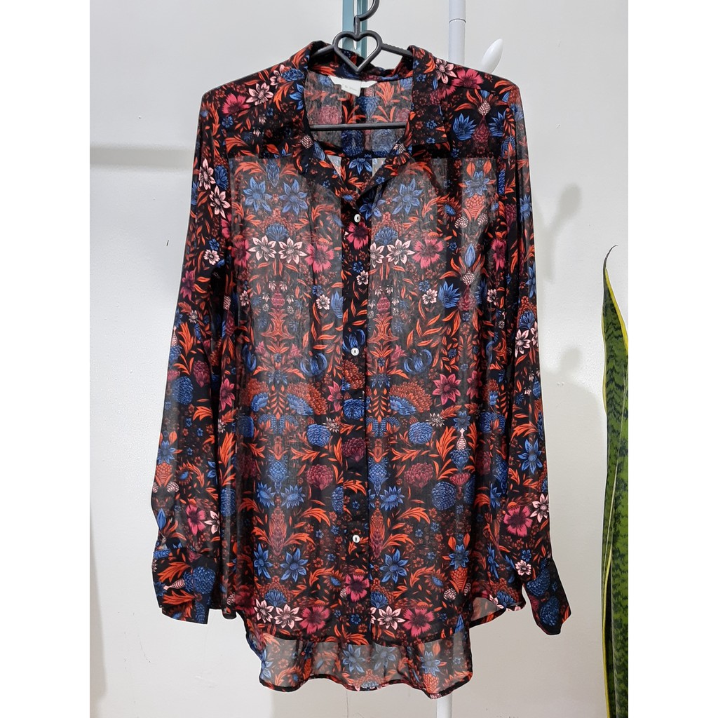 Kemeja Wanita - H&M Longsleeve Floral Garden Shirt
