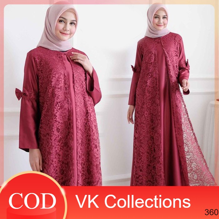 SALE Gamis Pesta Mewah Kondangan Elegan Import Brukat Ori Terbaru Seragam Busui Brokat NATALI MAXI d