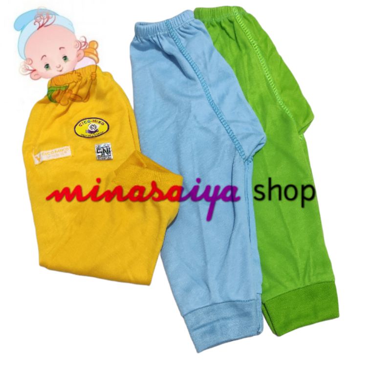 CICO MIKO 3 pcs dan ecer Celana Panjang Bayi Polos Warna SNI Uk. S - XL