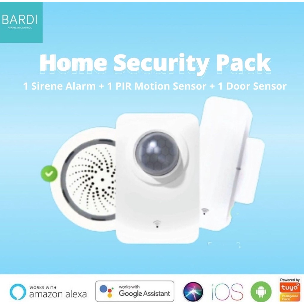 BARDI Bundle Promo Home Security Pack (PIR Motion, Siren, Door Sensor Wifi)