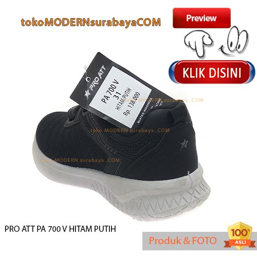 PRO ATT PA 700 V HITAM PUTIH sepatu anak sneakers velcro