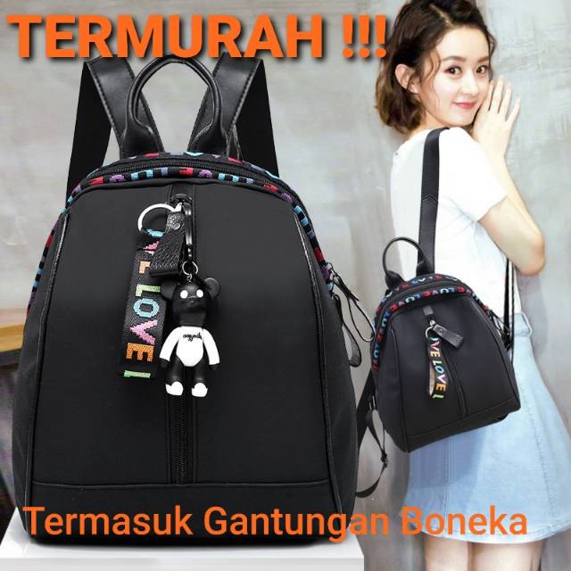 Tas Ransel Hitam BL01 Backpack Murah Tas Sekolah Popobe Violent Bear Murah