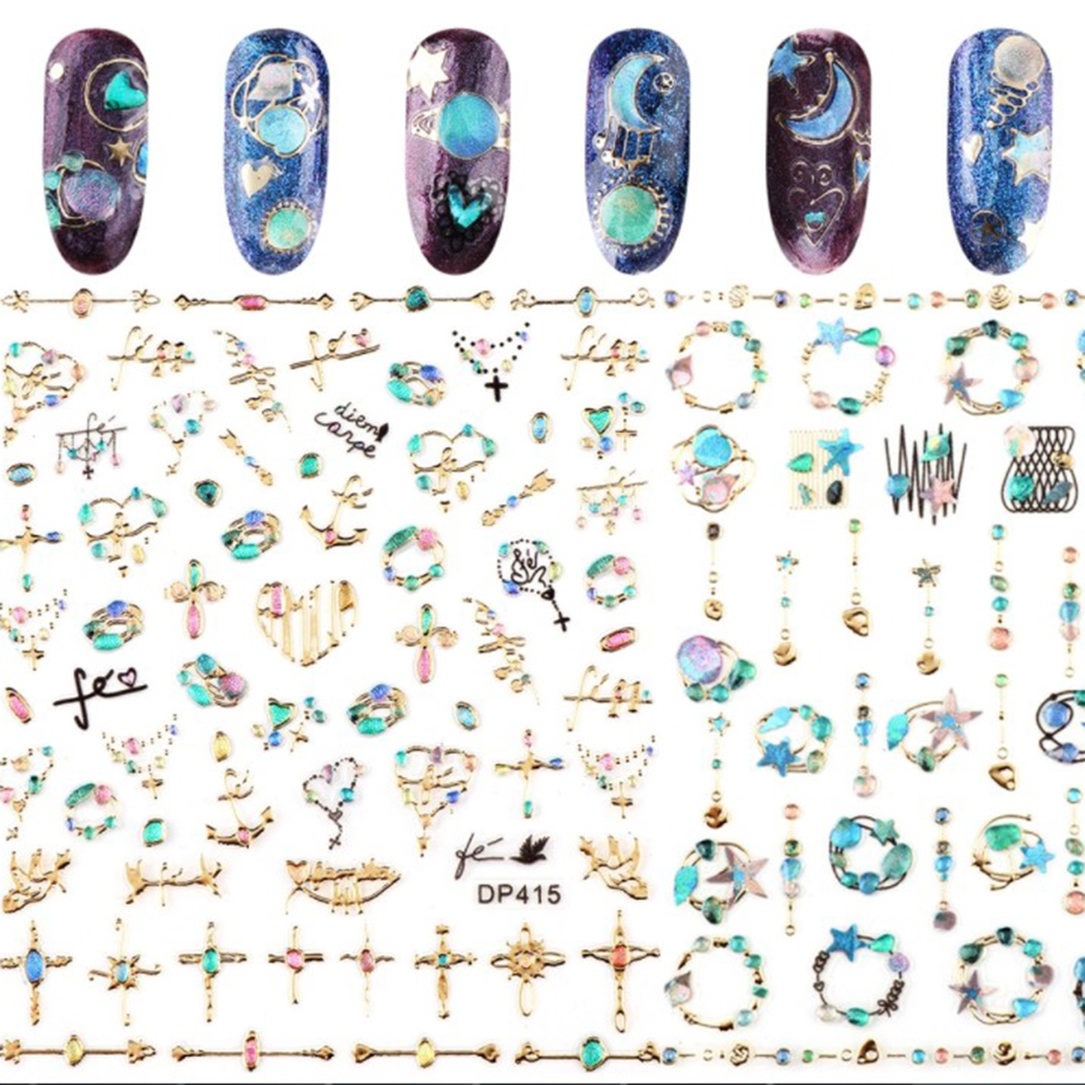 1 Pc Stiker Kuku 3d Motif Galaksi Geometri Untuk Dekorasi Nail Art