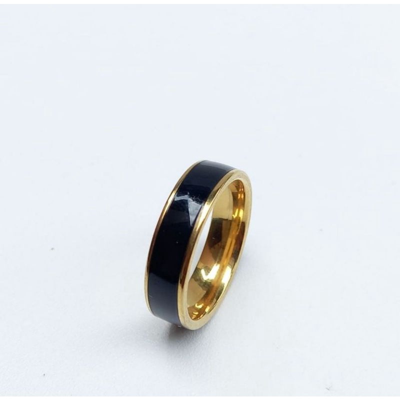 Cincin Plat Kuning Hitam/Cincin Couple/Cincin Anti Karat/AGAM AKSESORIS