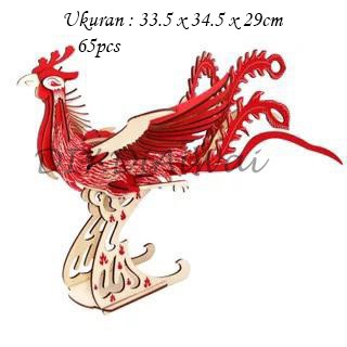 Puzzle 3D DIY bahan kayu model Phoenix mainan puzzle edukasi anak (kado &amp; pajangan)