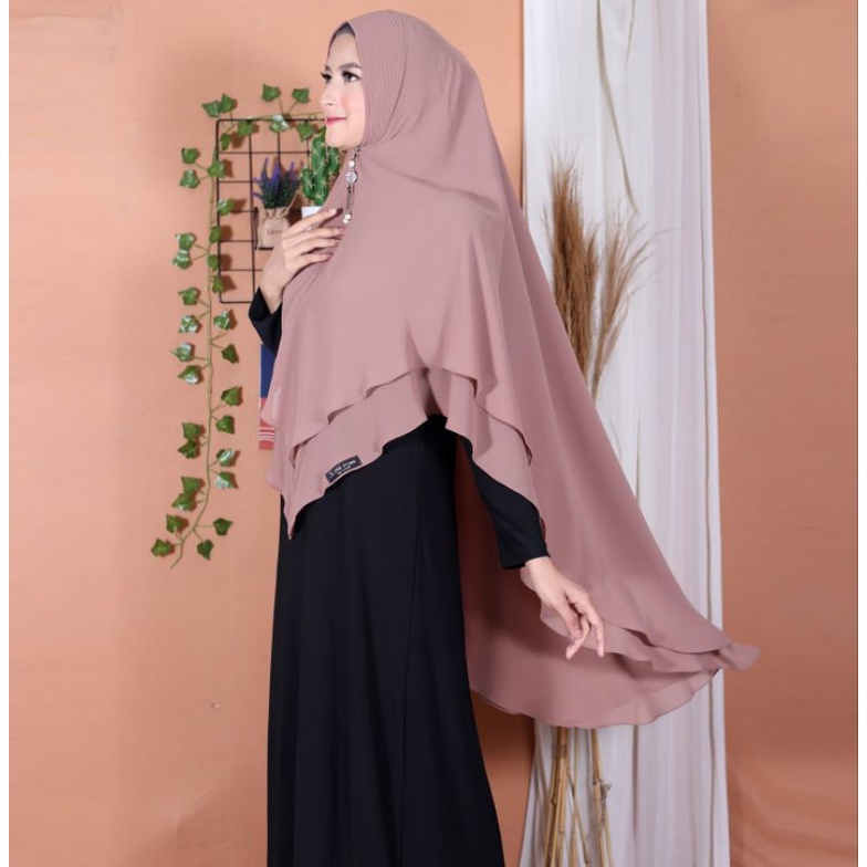 khimar LV standar//hijab ceruty//khimar 2 layer//kerudung syari//hijab polos// khimar jns
