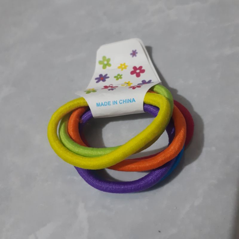 Ikat Rambut Polos penjepit gold ( 1 ikat isi 6 pcs )-1 ikat Mix Warna