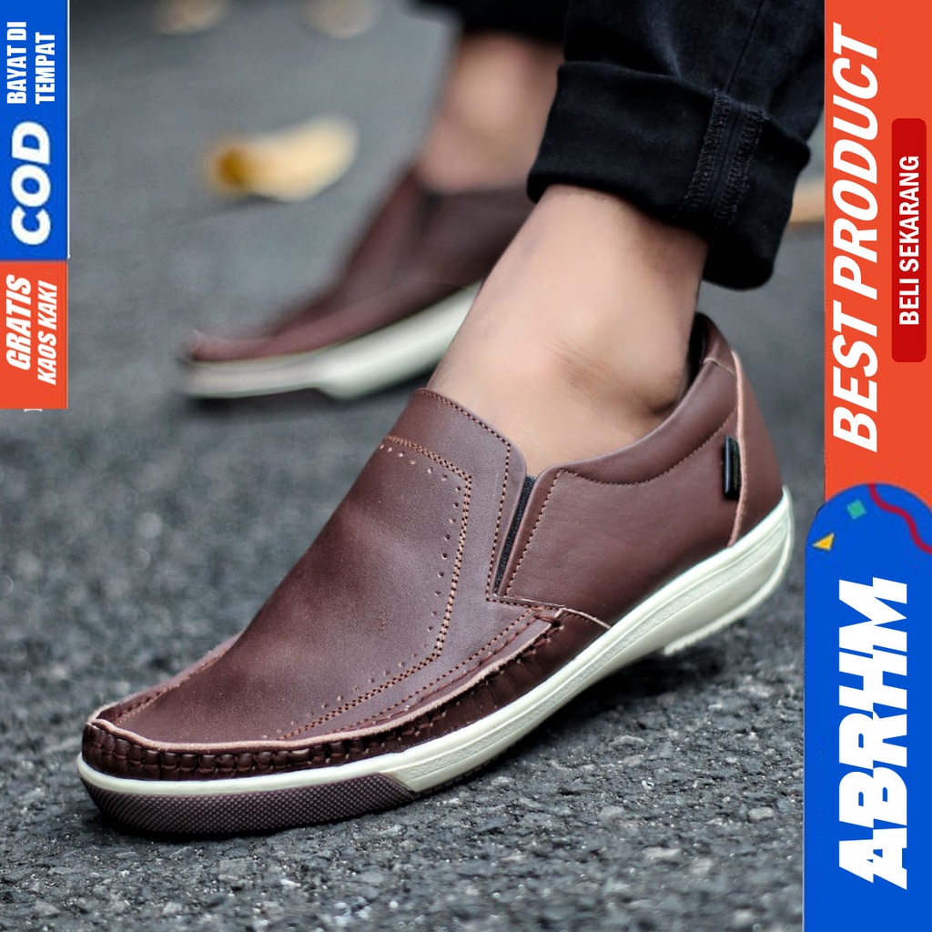 ABRHM SANDRE Sepatu Kasual Slip On Pria Kulit Asli